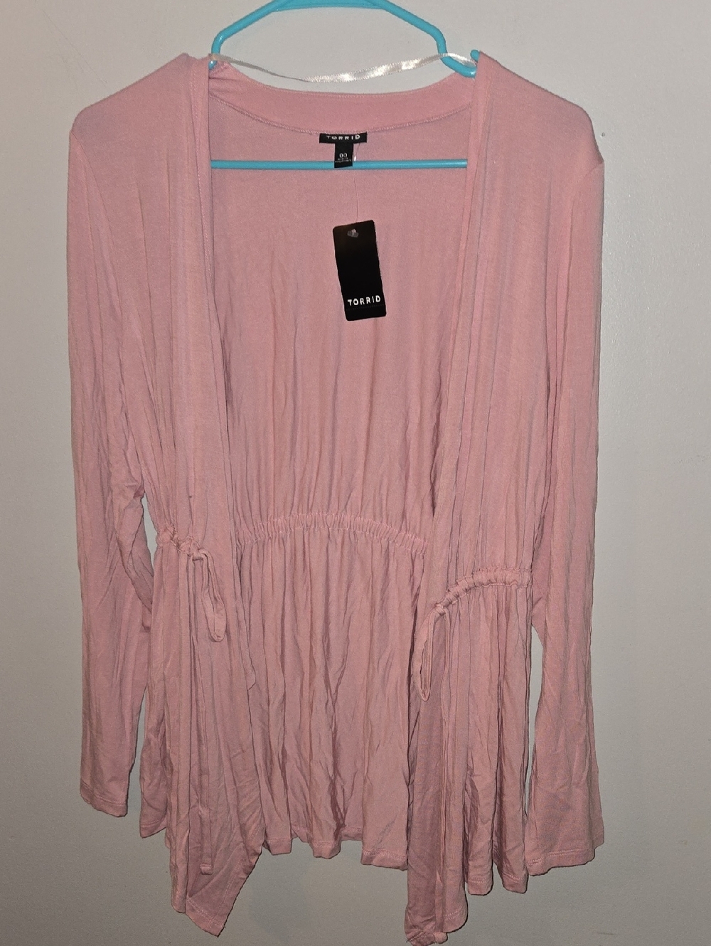 Torrid Soft Pink Open-Front Drawstring Cardigan